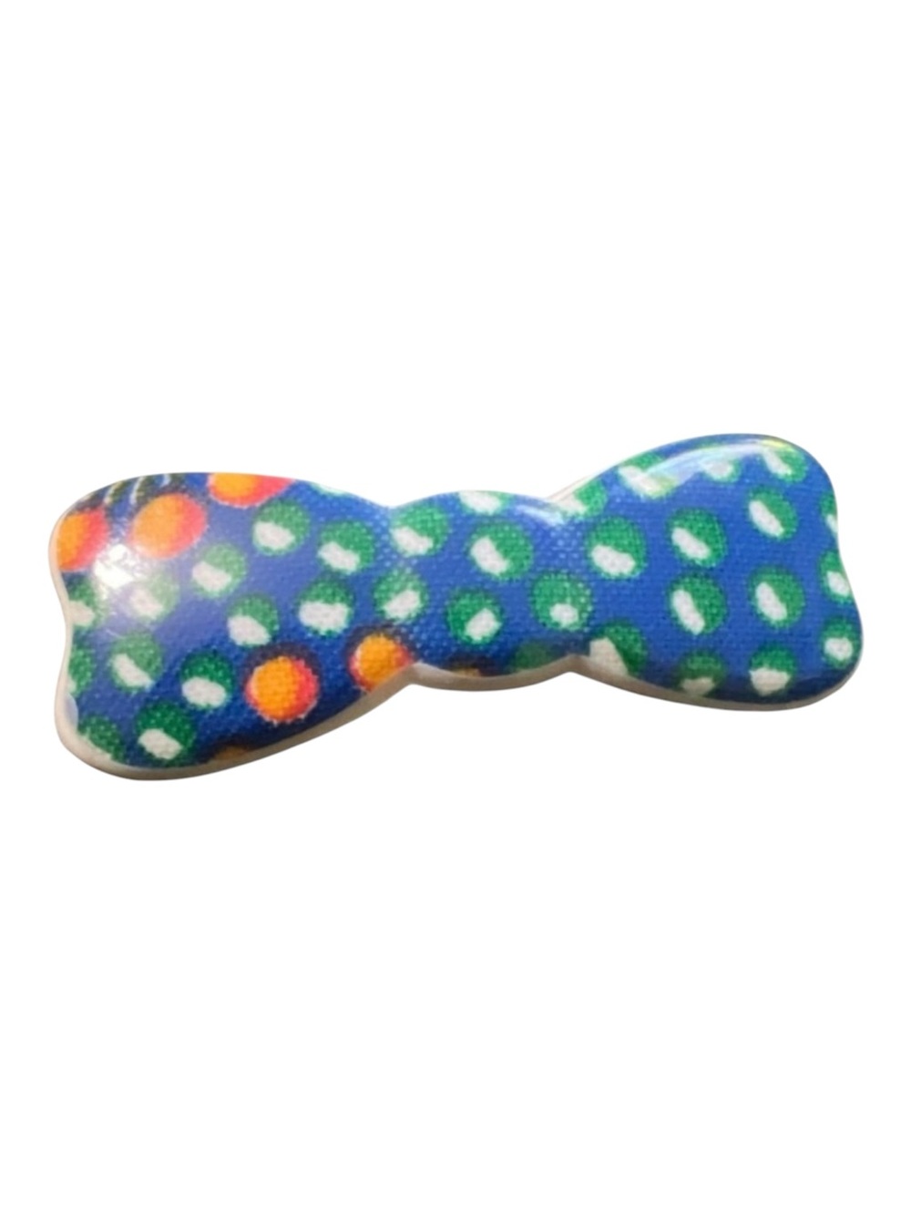 1980’s Vintage Mod Style French Bow Barrette, Blue Flower Power, Deadstock